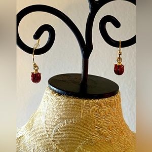 Red & Gold Dangle Ladybug Earrings